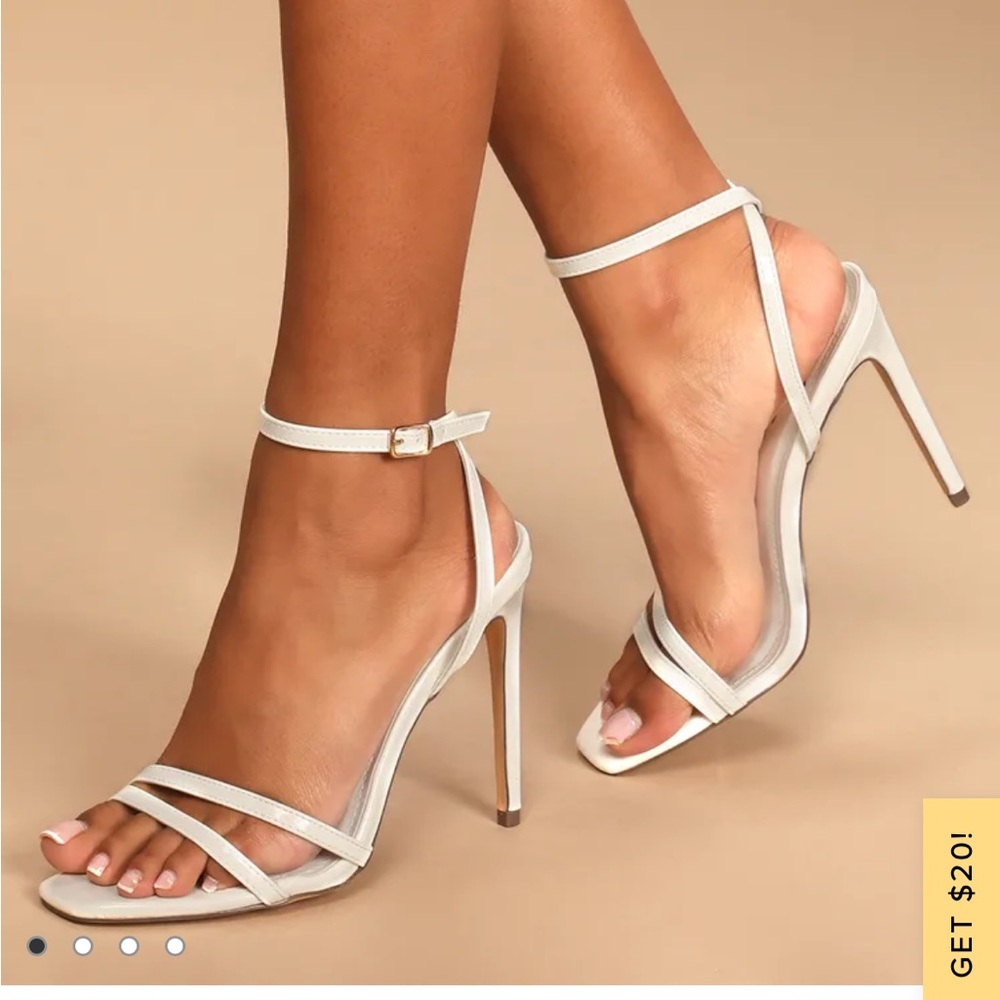 White Ankle strap heels